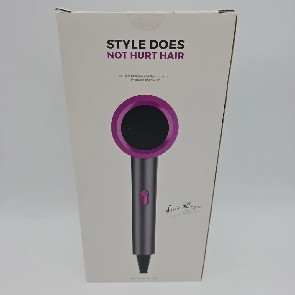 NIB! Pro Hair Dryer w/ High Speed Motor 360° Air Intake, Black & Purple